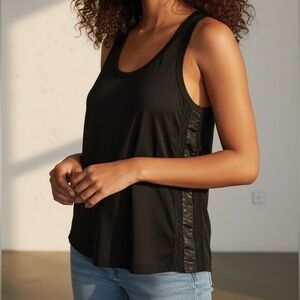 Sandro Paris Black Tank Top with Lace Detail